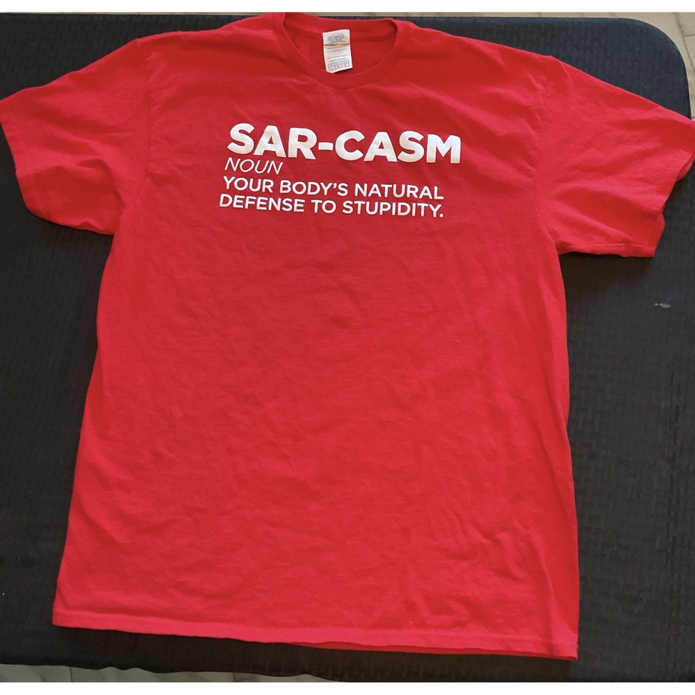 Sarcasm Shirt Mens Large Red Funny Graphic Tee Humor T-Shirt Slogan Quote Adult‎